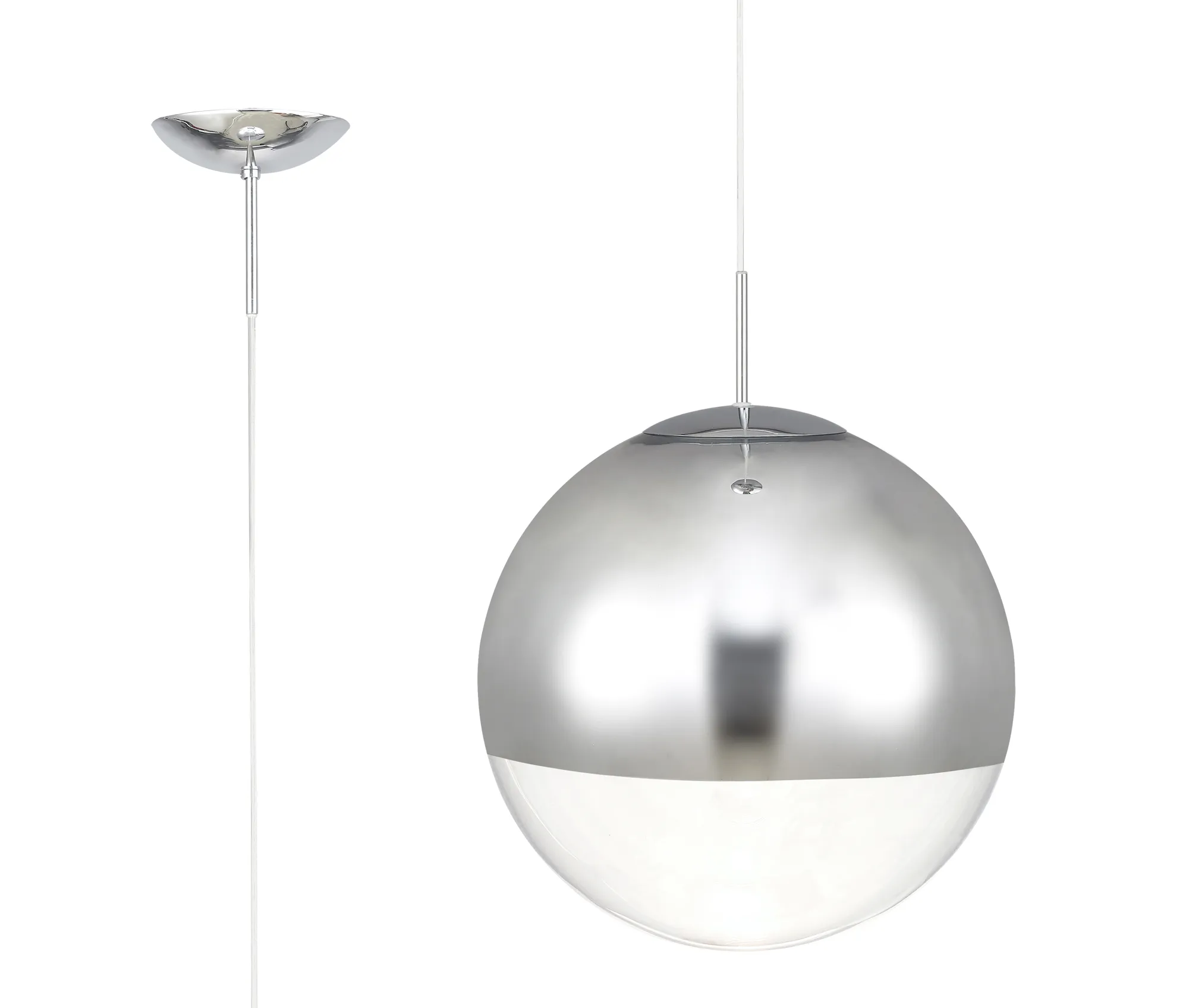 D0653  Miranda 40cm Glass Pendant 1 Light Polished Chrome